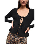Ganni Black Cardigan med snørebånd