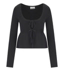 Ganni Black Cardigan med snørebånd