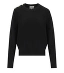 Ganni Black Crewneck Jumpers With Buttons