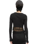 Ganni Black Crochet Cropped Cardigan