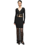 Ganni Black Crochet Cropped Cardigan