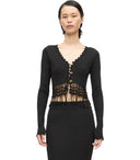 Ganni Black Crochet Cropped Cardigan