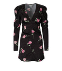 Ganni sort blomster mini kjole