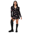 Ganni sort blomster mini kjole