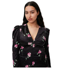 Ganni sort blomster mini kjole