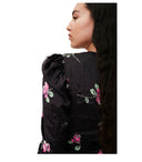 Ganni sort blomster mini kjole