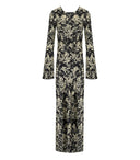 Ganni Black Floral Satin Long Dress