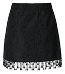 Ganni Black Jacquard Skirt With Pearls