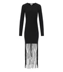 Ganni Black gebreide jurk met franjes