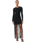 Ganni Black gebreide jurk met franjes