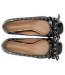 Ganni Black Patent Ballet Flat Shoe With Bows