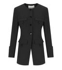 Ganni Black Single Breasted Blazer med lommer