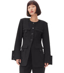 Ganni Black Single Breasted Blazer med lommer