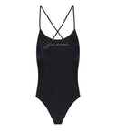 Ganni Black Massuit de bain avec logo
