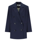 Ganni Blue oversized dubbele borsten blazer