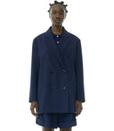 Ganni Blue oversized dubbele borsten blazer