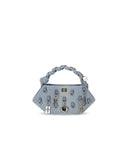 Ganni Bou Mini Handbag in denim sbiadito