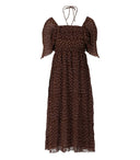 Ganni Brown Georgette Midi -kjole