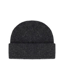 Ganni dunkelgrau gerippte Mütze