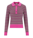 Ganni Fuchsia gestreepte polo jumper