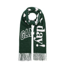 Ganni Green Logoed Scarf