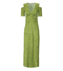 Ganni grøn lang polka dot kjole