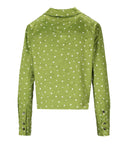 Ganni Green Polka Dot Crop Shirt