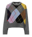 Ganni Gray Diamond Crewneck Jumper