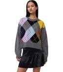 Ganni Gray Diamond Crewneck Jumper