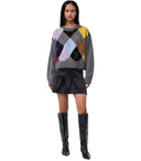 Ganni Gray Diamond Crewneck Jumper