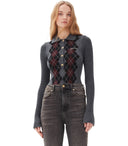 Ganni Grey Diamond Polo -Jumper