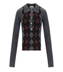Ganni Grey Diamond Polo -Jumper