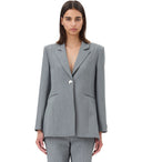 Ganni Grey Melange Single Breasted Blazer