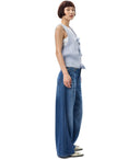 Ganni Heather Blue Sleeveless Cardigan With Bows