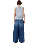 Ganni Heather Blue Sleeveless Cardigan With Bows