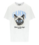 Ganni jersey gato camiseta blanca