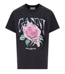 Ganni Jersey Rose Black T -shirt