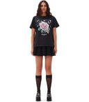 Ganni Jersey Rose Black T -shirt