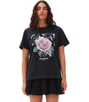 Ganni Jersey Rose Black T -shirt