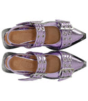 Ganni lavendel slingback ballet flad sko med spænder