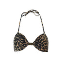 Ganni Leopard Print Bandeau Bikini Top