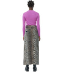 Ganni Long Denim nederdel med leopardprint