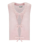 Ganni Pink Sleeveless Cardigan With Bows