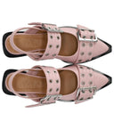 Ganni Pink Slingback Ballet Flat Shoe met gespen