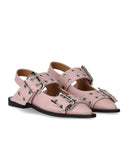 Ganni Pink Slingback Ballet Flat Shoe met gespen