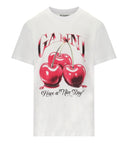 Ganni Relaxed Cherry White T Shirt