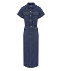 Ganni Rose Blue Denim Midi -jurk