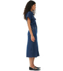 Ganni Rose Blue Denim Midi -jurk