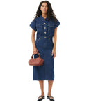 Ganni Rose Blue Denim Midi -jurk