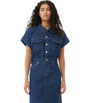 Ganni Rose Blue Denim Midi -jurk